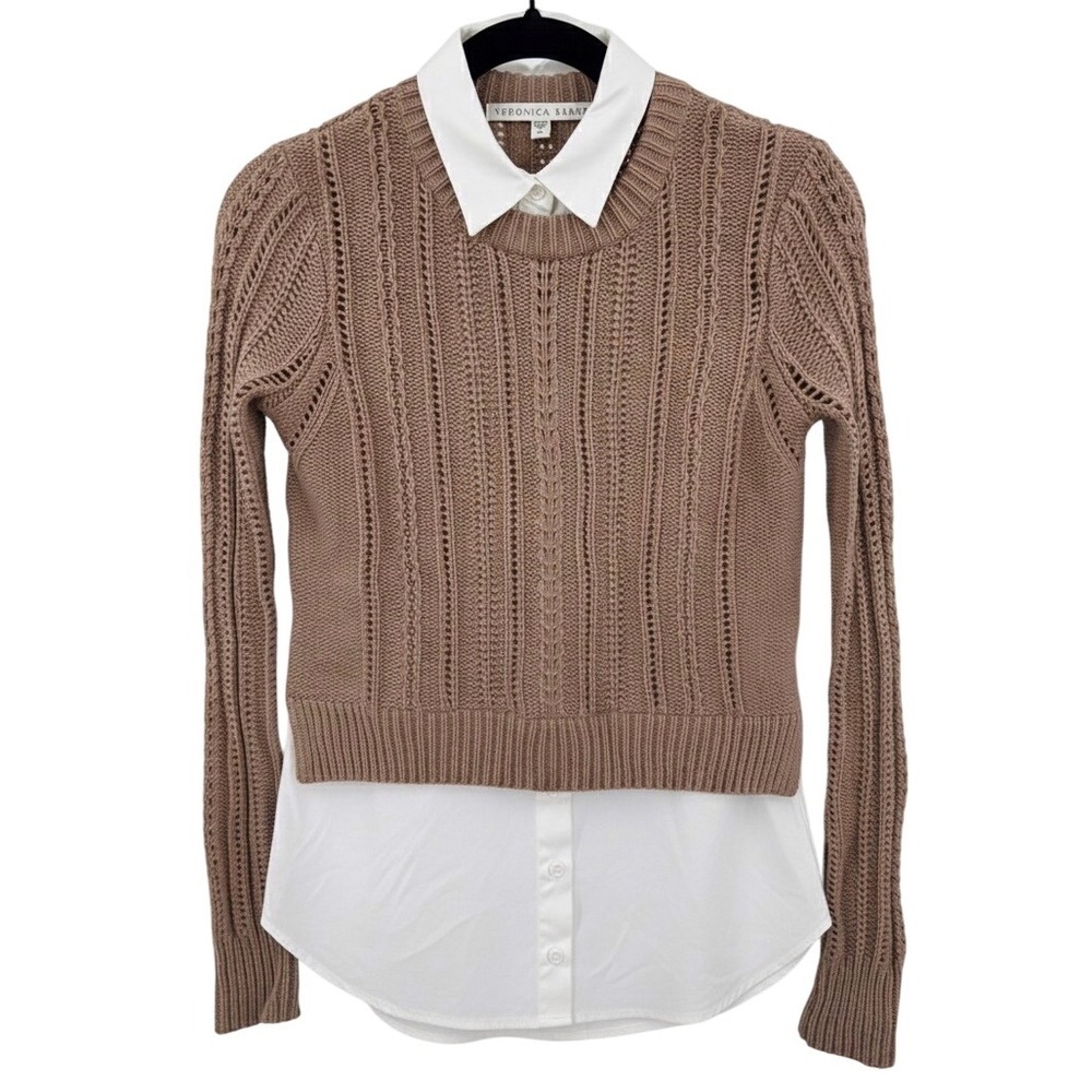Veronica Beard Brown Cable Knit Sweater